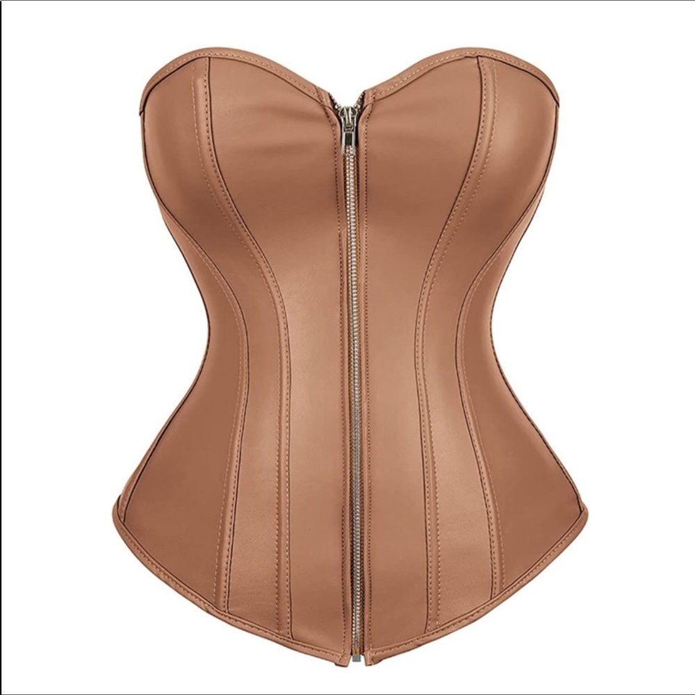 Vegan Leather Corset Lace-up zipper